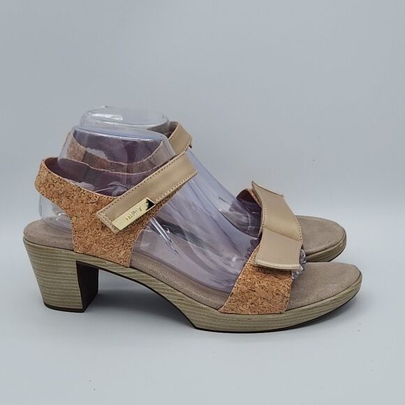 Naot Intact Khaki Beige Cork Heeled Sandals Strappy Hook And Loop 42 US 11-11.5 - Picture 7 of 10